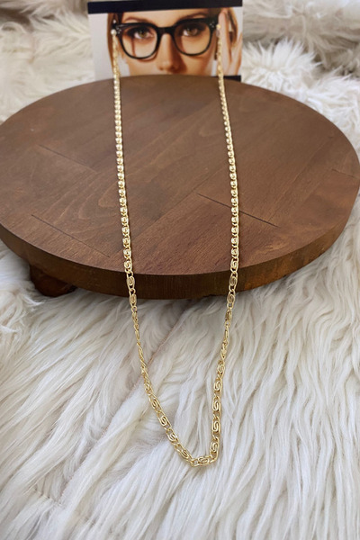 SAVETTE Altın Rengi Desenli Zincir Güneş Gözlüğü Zinciri Gözlük Ipi Askısı Ak...