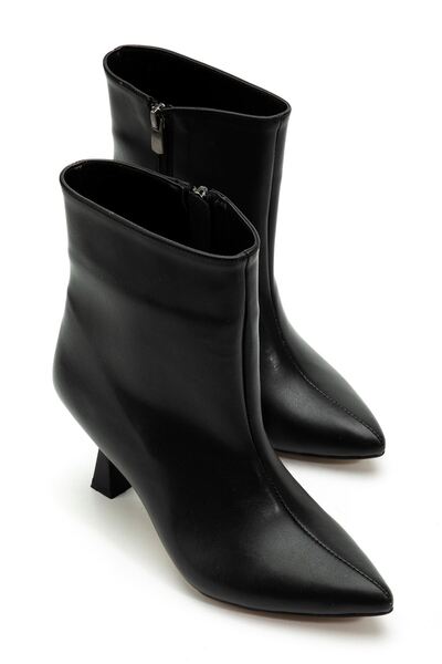 Zerenyus ZRİN-4701 Cizme de damă de zi cu zi cu toc pătrat, negre, premium