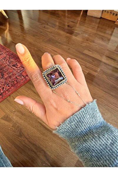 My Joyas Design خاتم من حجر الكريستال بلون البرقوق موديل ZR