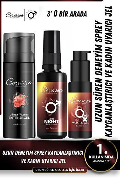 Cerissea 3'Lü Set Kadın İstek & Erkek Uzun Deneyim & Çilekli Kayganlaştırıcı ...