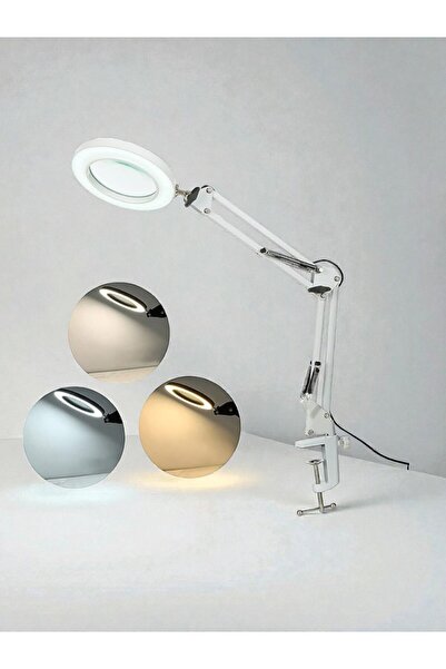 Renvox Ayarlanabilir Kollu 3 Renk Işıklı -10X Büyüteçli LED Masa Lambası -Pro...