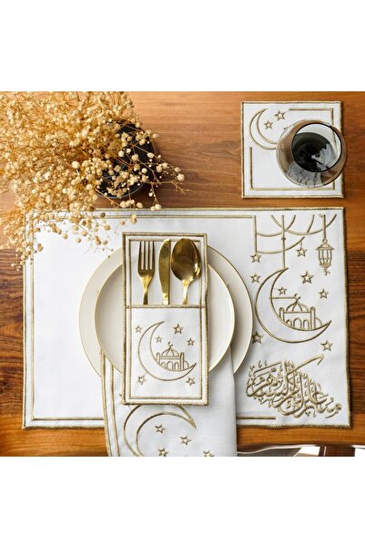 2Ddesign Ramazan Sofralarına Özel Bismillah Nakışlı Amerikan Servis & Peçetel...
