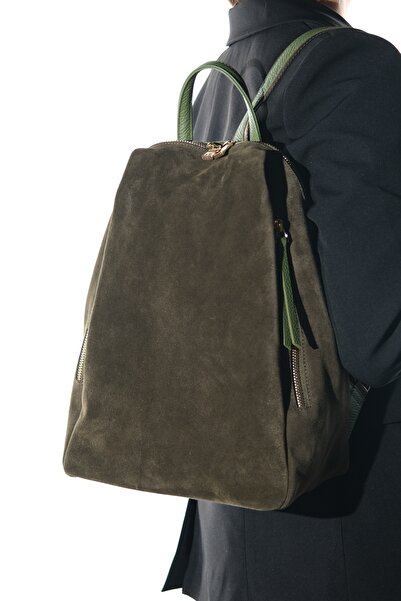 LuviShoes Josh Green Suede Genuine Leather Women's Backpack