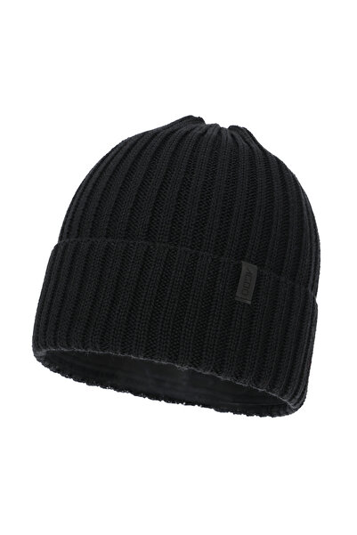 OEM Tyrol men's winter hat, black color, with merino wool, Universal size 55-60