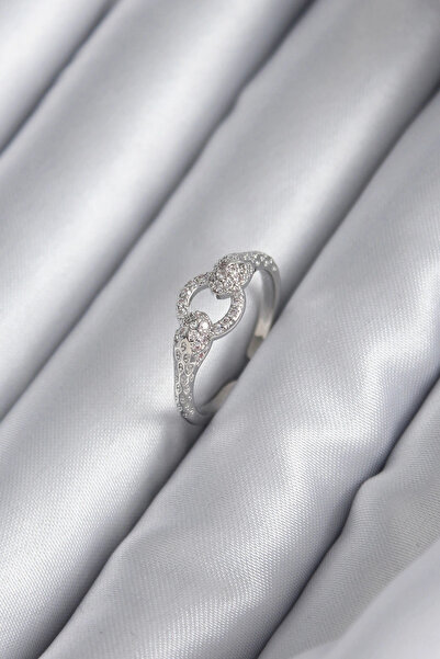 shopwave خاتم نسائي نحاسي فضي اللون مرصع بحجر الزركون على شكل ثعبان