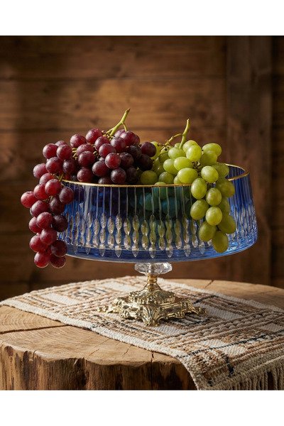 AKDEN STORE Crystal Cut Decor 28cm Large Size Glass Verre Series Bowl