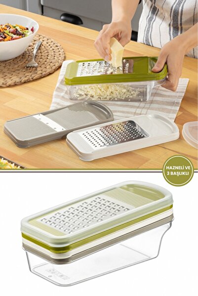 Evalins Rendex 3-Headed Grater Set with Bowl, Lid Design and Stainless Steel ...