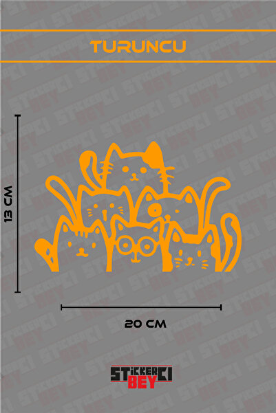 STİCKERCI BEY Six Cats Visual Motorcycle Laptop Helmet Car Sticker Decal (Foi...
