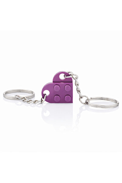 Dekor سلسلة مفاتيح مزدوجة بتصميم ليغو على شكل قلب - خاصة بالمحبين، مجموعة سلس...