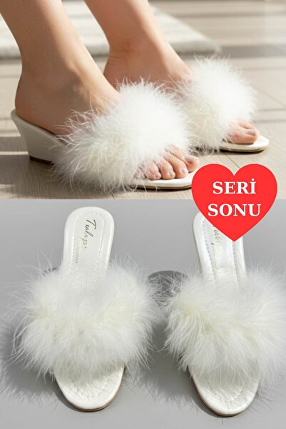 Dantelux Papuci de mireasă cu toc cu pene ecru (Sfârșitul seriei - Produs opo...