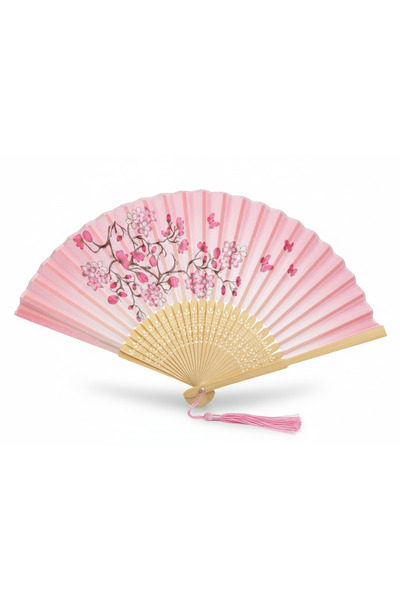 pivok Bambu Yelpaze Pembe Sakura Çiçek Desenli Katlanır El Yelpazesi Romantik...