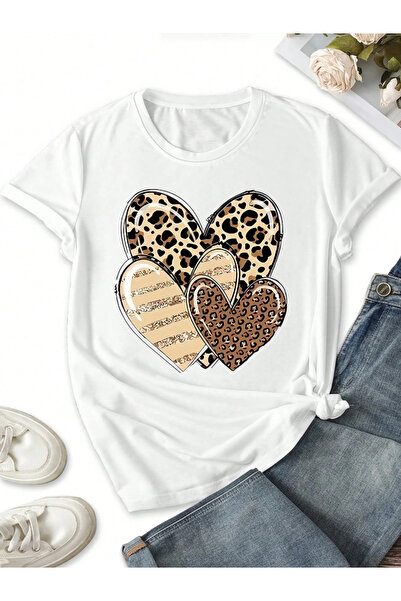 one button Tricou unisex cu design drăguț cu inimă, cu gât rotund, 100% bumbac