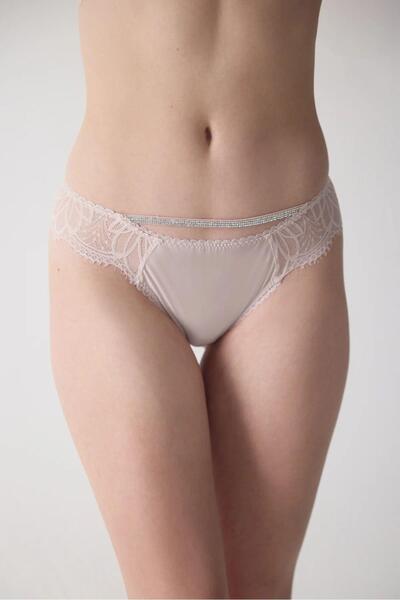 Magic Form 486 Chiloți de damă cu dantelă la spate și pietre - pudră
