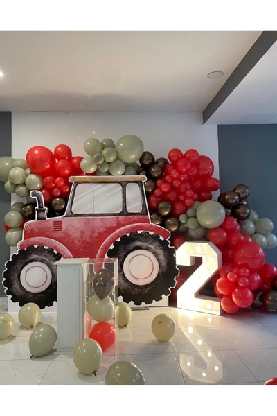 Çemrek Süs Parti Stone Red Chrome Coffee Balloon Chain Set 100 Pieces