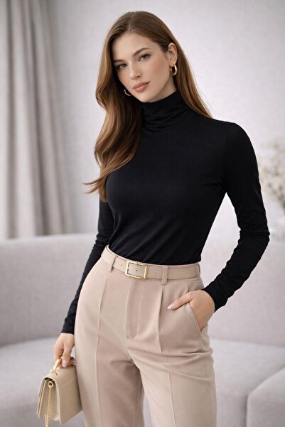 Polo State Bluză cu mânecă lungă elastică din modal lycra pentru femei basic ...