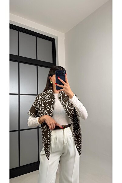 Gaus Kahve Desenli Muadil Triko Şal GAUS-00973