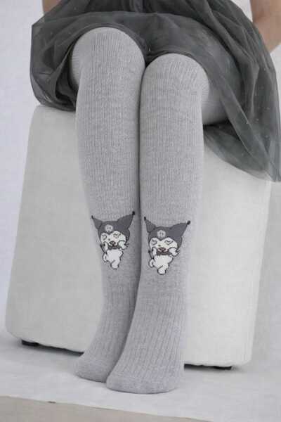 gigigiyim Kuromi Desenli Fitilli Termal Kız Çocuk Külotlu Çorap