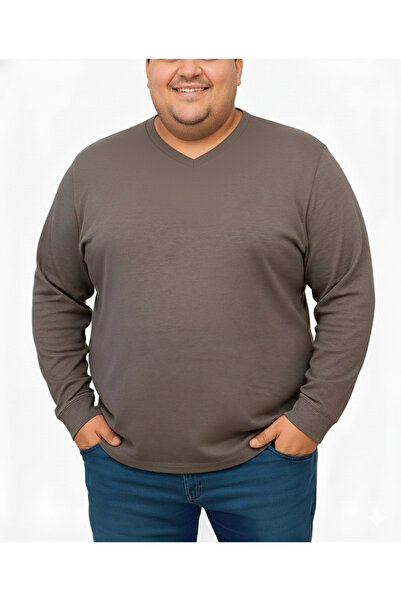sngl Ανδρικό μπλουζάκι μεγάλου μεγέθους με μακρύ μανίκι V λαιμόκοψη 3xl 4xl 5...