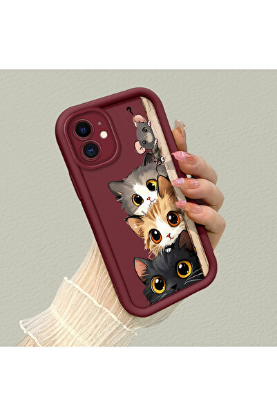 Hontinga iPhone 12 Compatible Camera Protected Cat Pattern Soft Silicone Phon...