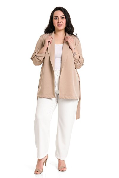 DISENTIS MODEST Παλτό βιζόν με διπλωμένο μανίκι με γιακά με σάλι μεγάλου μεγέ...