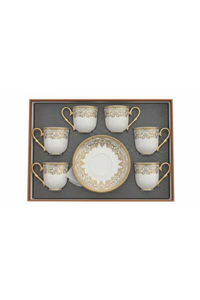Paçi Porcelain 12 Parça 6 Kişilik Altın Yaldızlı Kahve Fincan Takımı - Kahve ...
