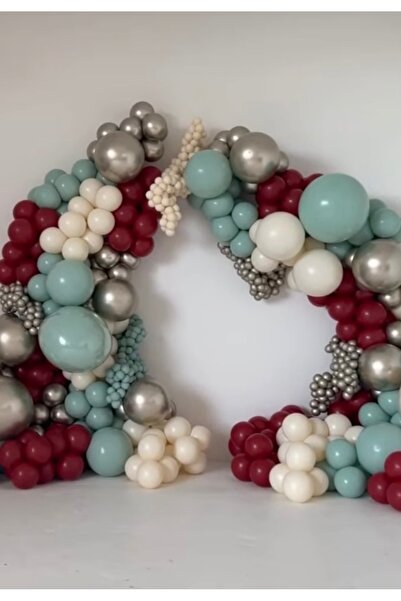Çemrek Süs Parti Winter Green Deep Red Chrome White Retro White Balloon Chain...