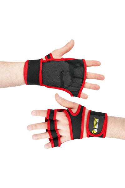 Body Builder قفازات سوبر جريب، مقاس كبير، أسود وأحمر، مثالية للأنشطة الخارجية