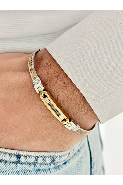 FERRO Silver and Yellow Steel Men's Bracelet Frj10134A-D 2 Years Warranty Tar...