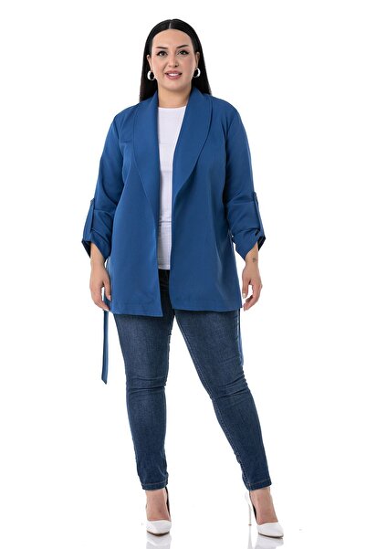 DISENTIS MODEST Μπουφάν Indigo με μανίκια με διπλωμένο γιακά και αυτοδιακοσμη...