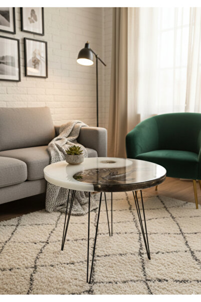 SHEKİLHOME Yin-Yang & Koi Balığı Temalı Epoksi Orta Sehpa