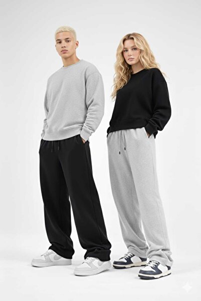 modlux Σετ 2 τεμαχίων Μαύρο Γκρι Προϊόν Fırsat Ποιοτικό Φούτερ με άνετη εφαρμ...