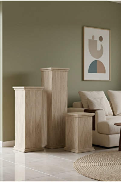 Sarenzo Yan Sehpa 3'lü, Traverten Yan Sehpa