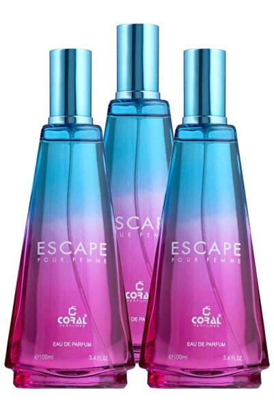 CORAL PERFUMES عطر كورال إسكيب إنتنس للنساء - ماء عطر 100 مل (عبوة من 3 قطع)