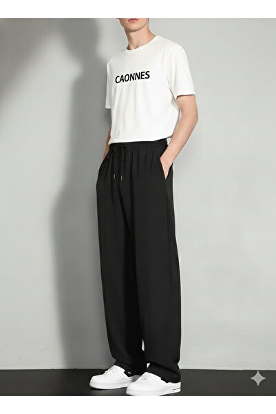 CANDERO Winter Men's Cotton Lined Fleece-Lined Black Sweatpants Comfortable W...