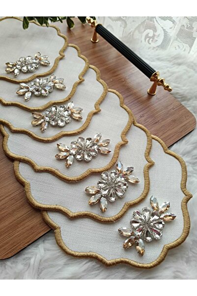 ZEYNEP ELA KAHVE YANI GOLD TAŞLI BAYRAM ŞEKERİ MODEL SUNUM PEÇETE 6 ADET