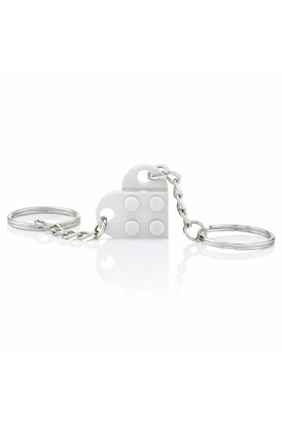 Dekor سلسلة مفاتيح مزدوجة بتصميم ليغو على شكل قلب - خاصة بالمحبين، مجموعة سلس...