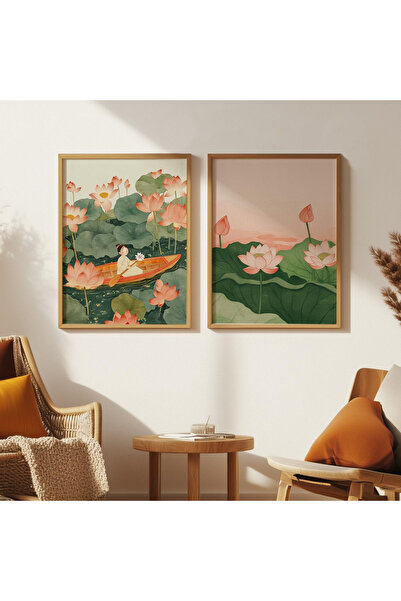 woodhomeworks 2-Piece Painting with Wooden Frame, My Lotus Flower