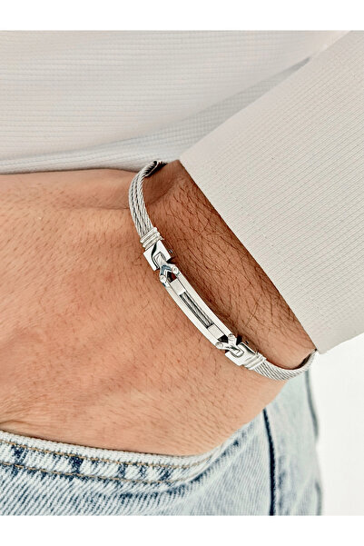 FERRO سوار رجالي من الفولاذ الفضي FRJ10134A-A مع ضمان لمدة عامين مع علبة هدايا