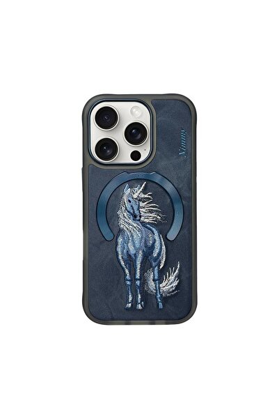 Nimmy iPhone 16 Pro Max Kılıf 3D Gerçek Nakışlı Unicorn Desenli MagSafe Silik...