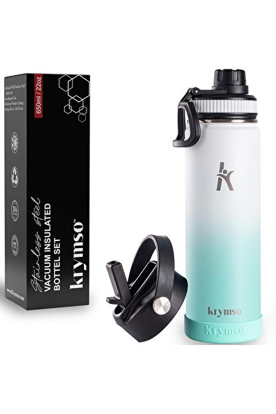 Krymso 650ml Stainless Steel Water Bottle, Insulated Thermos Flask, Stickers,...