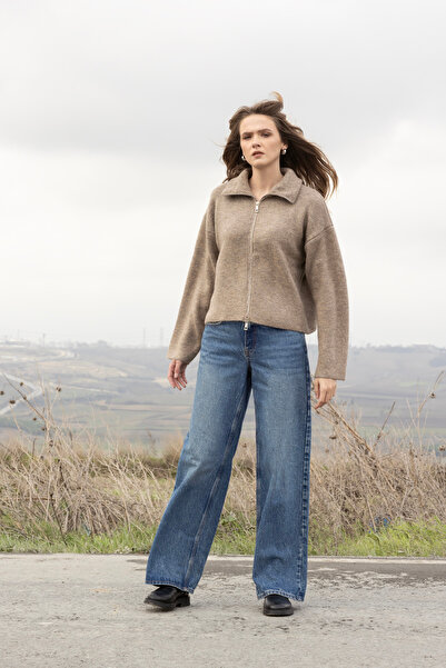 Nisan Zippered Knitwear Cardigan