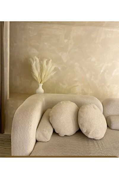 oiphome Pernă rotundă pernă decorativă 2 bucăți umplută cu interior bej