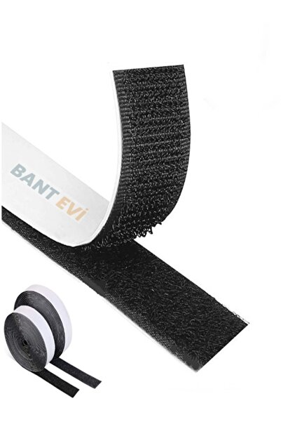 BANT EVİ Yapışkanlı Cırt Bant Siyah 2cmx1m Kendinden Yapışkanlı Cırt Cırtlı Bant