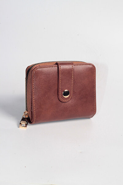 dericom Tan Gold Detailed Multi-Compartment Zippered Women's Wallet – Compact...