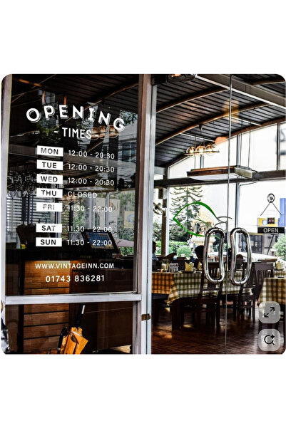 Onur Reklam Açılış Saatleri Cam Yazısı Sticker – Opening Times Vitrin Etiketi