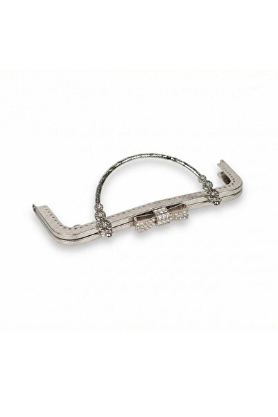 Ritzz Poșetă metalică cu fundă de piatră 20 CM - Argintiu