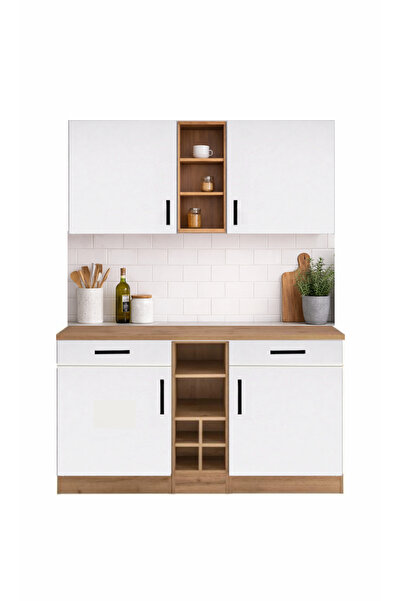 Tdesigno PAPATYA 2 ÇEKMECELİ 4 KAPAKLI ÇOK AMAÇLI DOLAP-MUTFAK DOLABI-MİKRODA...