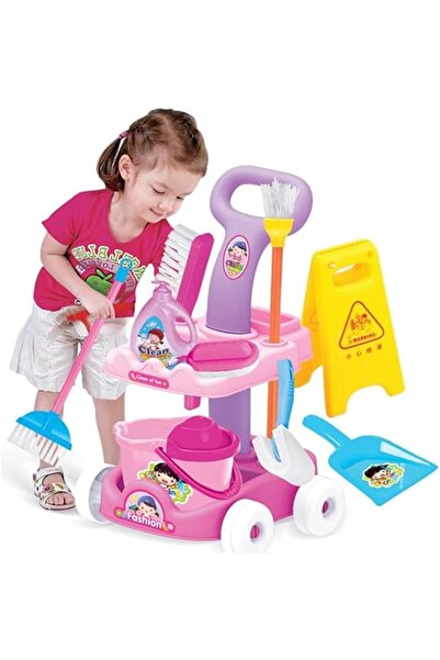 Generic مجموعة ألعاب تنظيف للأطفال مع عربة تنظيف