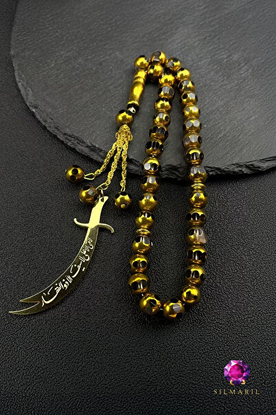 Silmaril Store Kılıçlı Solid Kristal Kapsül Kesim Tespih - 316L Paslanmaz Çel...