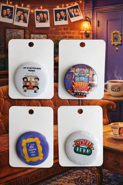 Fynbos Friends Dizi Temalı 4’lü Rozet Seti – Central Perk Tasarımlı, Koleksiy...